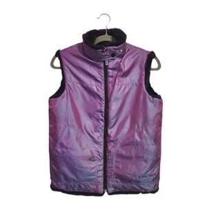 GUESS JEANS Y2K Faux Fur Reversible Vest Whimsigoth iridescent purple S